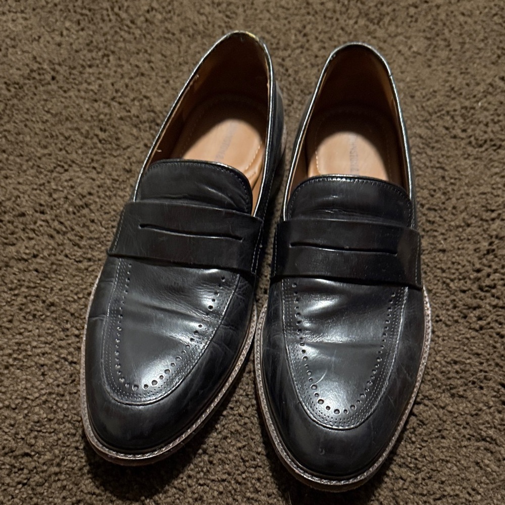 Johnston & Murphy Black Leather Slip-On Loafers